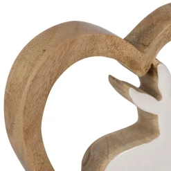 Lot de 2 Lapins cœur en manguier naturel et blanc - Floréal