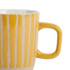 Lot de 2 mugs en grès jaune et blanc - courba