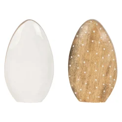 Lot de 2 Oeufs en manguier naturel et blanc - Floréal
