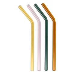 Lot de 4 pailles en verre borosilicate multicolore h19cm - Funny