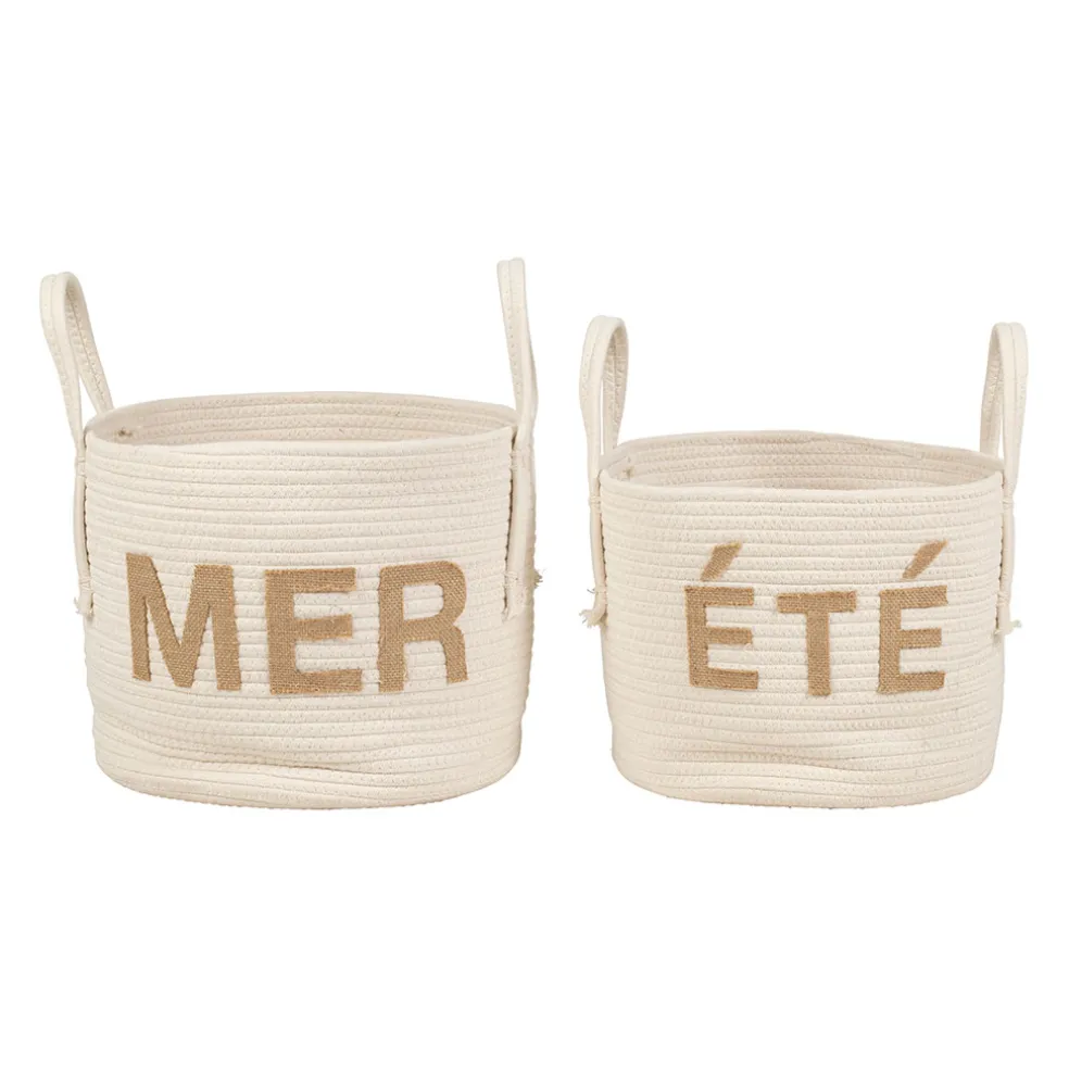 Lot de 2 paniers en coton et jute écru - Eté A La Mer