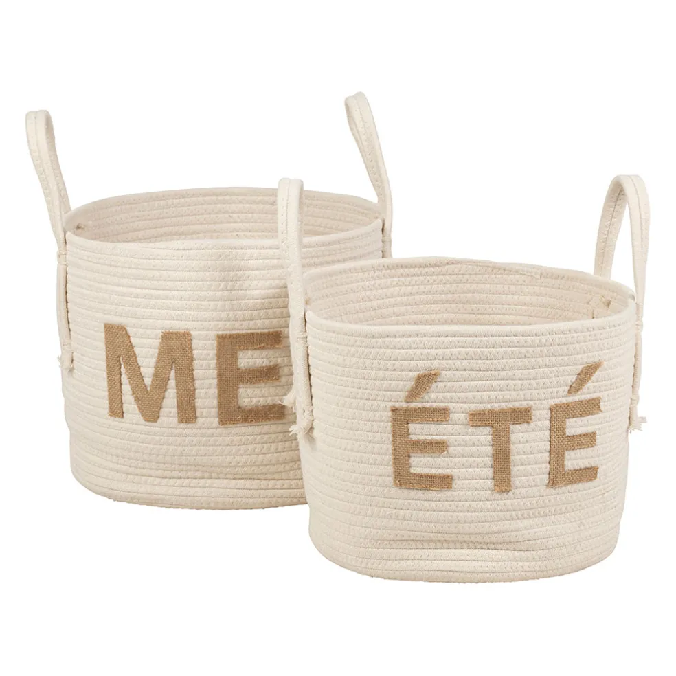 Lot de 2 paniers en coton et jute écru - Eté A La Mer
