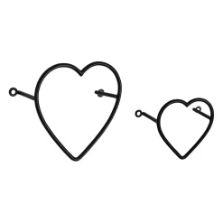 Lot de 2 patères en fer noir - Cœur