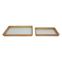 Lot de 2 plateaux en bois et verre naturel - Firmin