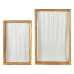 Lot de 2 plateaux en bois et verre naturel - Firmin