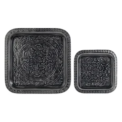Lot de 2 plateaux en fer anthracite 41x41cm - Arabise