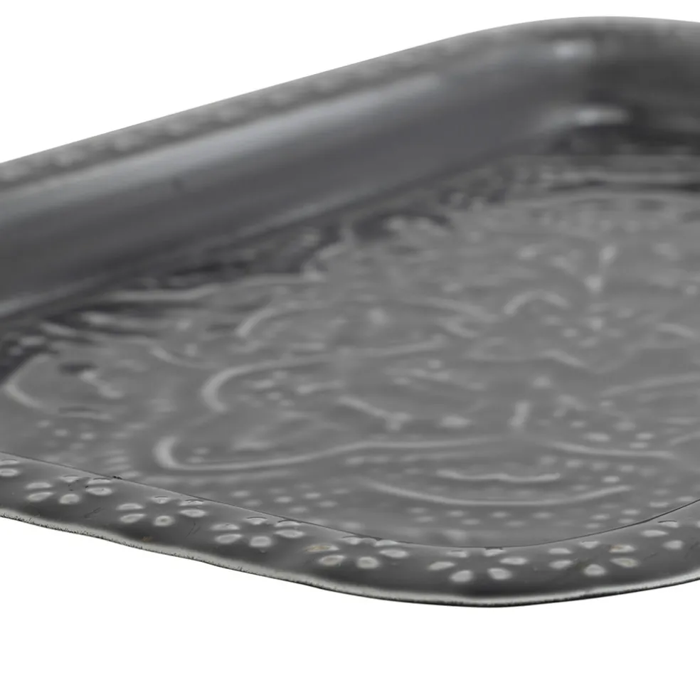 Lot de 2 plateaux en fer anthracite - Arabise