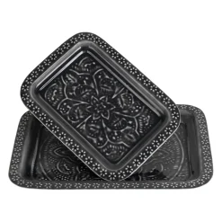 Lot de 2 plateaux en fer anthracite - Arabise