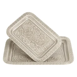 Lot de 2 plateaux en fer grège - Arabise