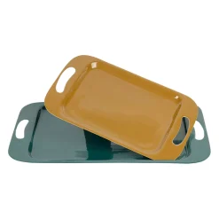 Lot de 2 plateaux en fer émeraude et moutarde - Pop'S