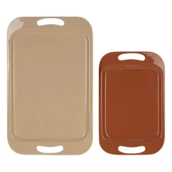 Lot de 2 plateaux en fer terracotta - Klosen