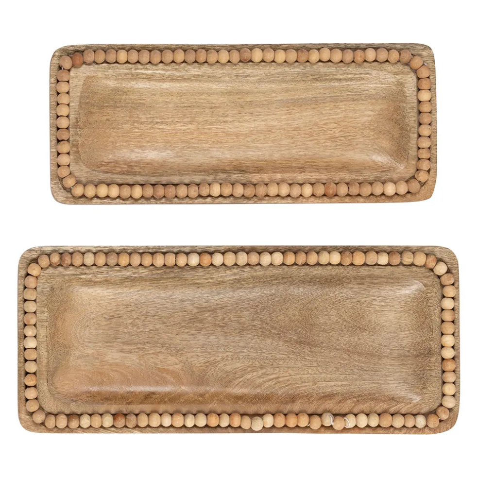 Lot de 2 plats en manguier naturel - Eté A La Mer