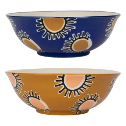 Lot de 2 saladiers en grès bleu et moutarde - Funny