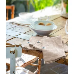 Lot de 3 serviettes en gaze de coton unie pampa 40x40cm - Gaia