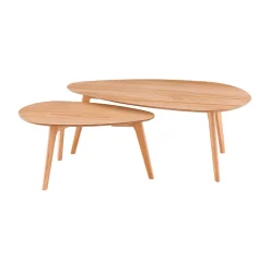 Lot de 2 table basse en chêne naturel - Becka