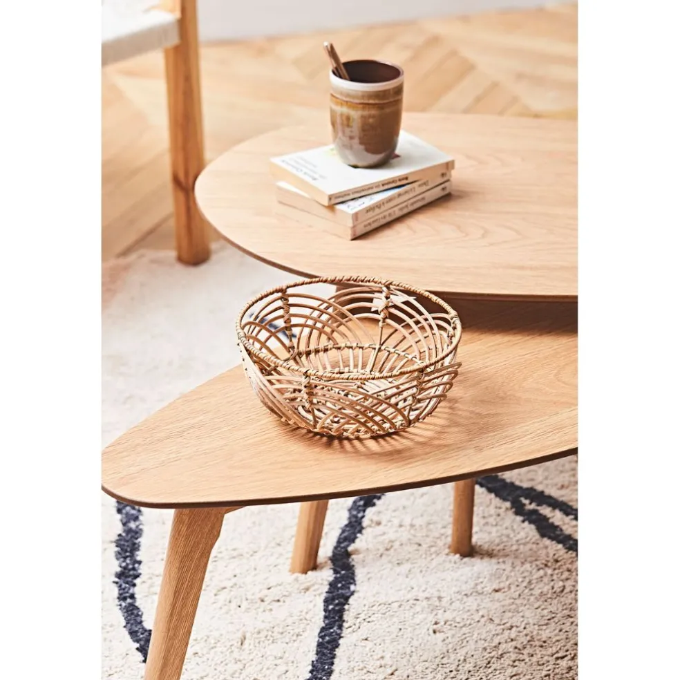 Lot de 2 table basse en chêne naturel - Becka
