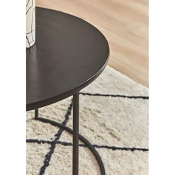 Lot de 2 table gigogne en aluminium et fer noir - Felia