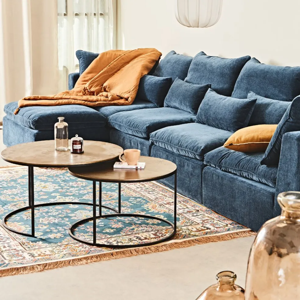 Lot de 2 table gigogne en aluminium et fer doré - Felia