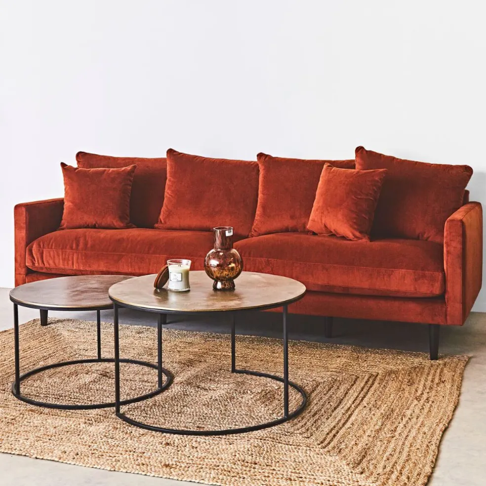 Lot de 2 table gigogne en aluminium et fer doré - Felia