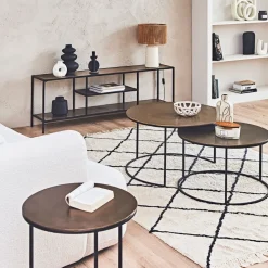 Lot de 2 table gigogne en aluminium et fer doré - Felia