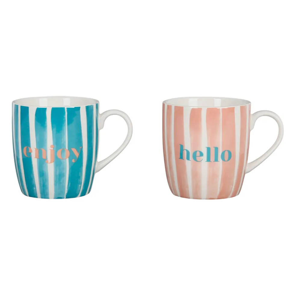 Lot de 2 tasses bleu et corail 35cl - Palma