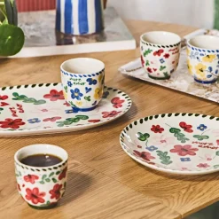 Lot de 4 tasses en grès fleur multicolore 17cl - Bellagio