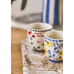 Lot de 4 tasses en grès fleur multicolore 17cl - Bellagio