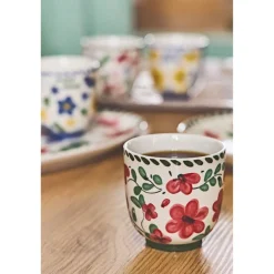 Lot de 4 tasses en grès fleur multicolore 17cl - Bellagio