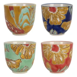 Lot de 4 tasses en grès multicolore 15cl - Flaura