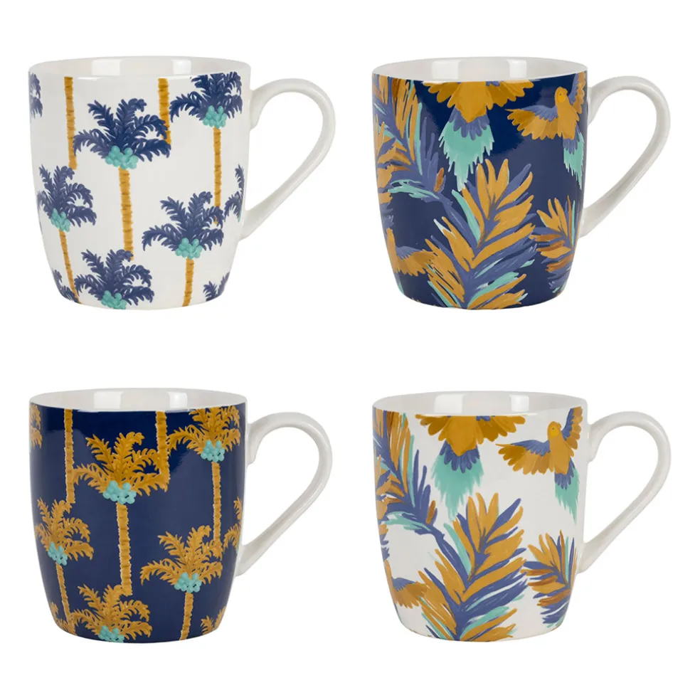 Lot de 4 tasses en porcelaine multicolore 35cl - Mocoa