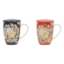 Lot de 2 tisanières et filtre en grès et inox multicolore 30cl - Orchila