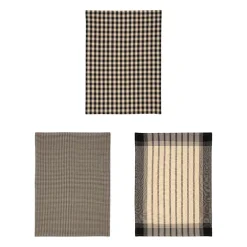 Lot de 3 torchons en coton noir 70x50cm - Campagne