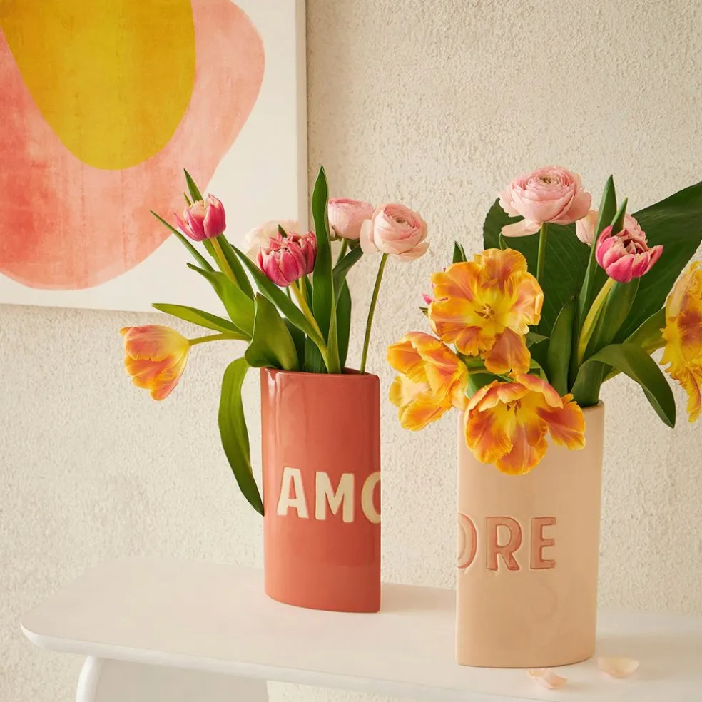 Lot de 2 vases en grès nude 13x6.5xh24cm - Funny