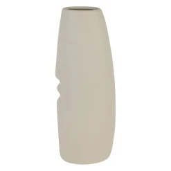 Lot de 2 vases visage en grès indigo et écru h30cm