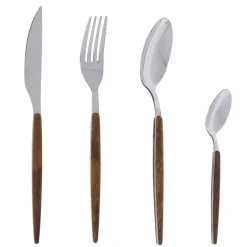 Menagere 24 pièces en inox et effet bois - Amsterdam