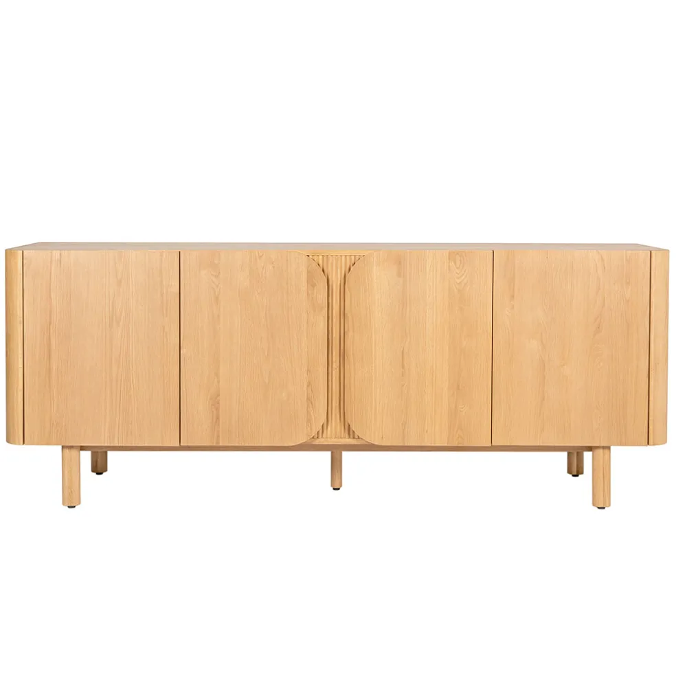 Meuble bas 4 portes en chêne naturel 200xh80cm - Sirocco