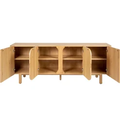 Meuble bas 4 portes en chêne naturel 200xh80cm - Sirocco