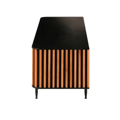 Meuble TV en chêne naturel et noir 4 niche L130cm - Linea