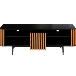 Meuble TV en chêne naturel et noir 4 niche L130cm - Linea