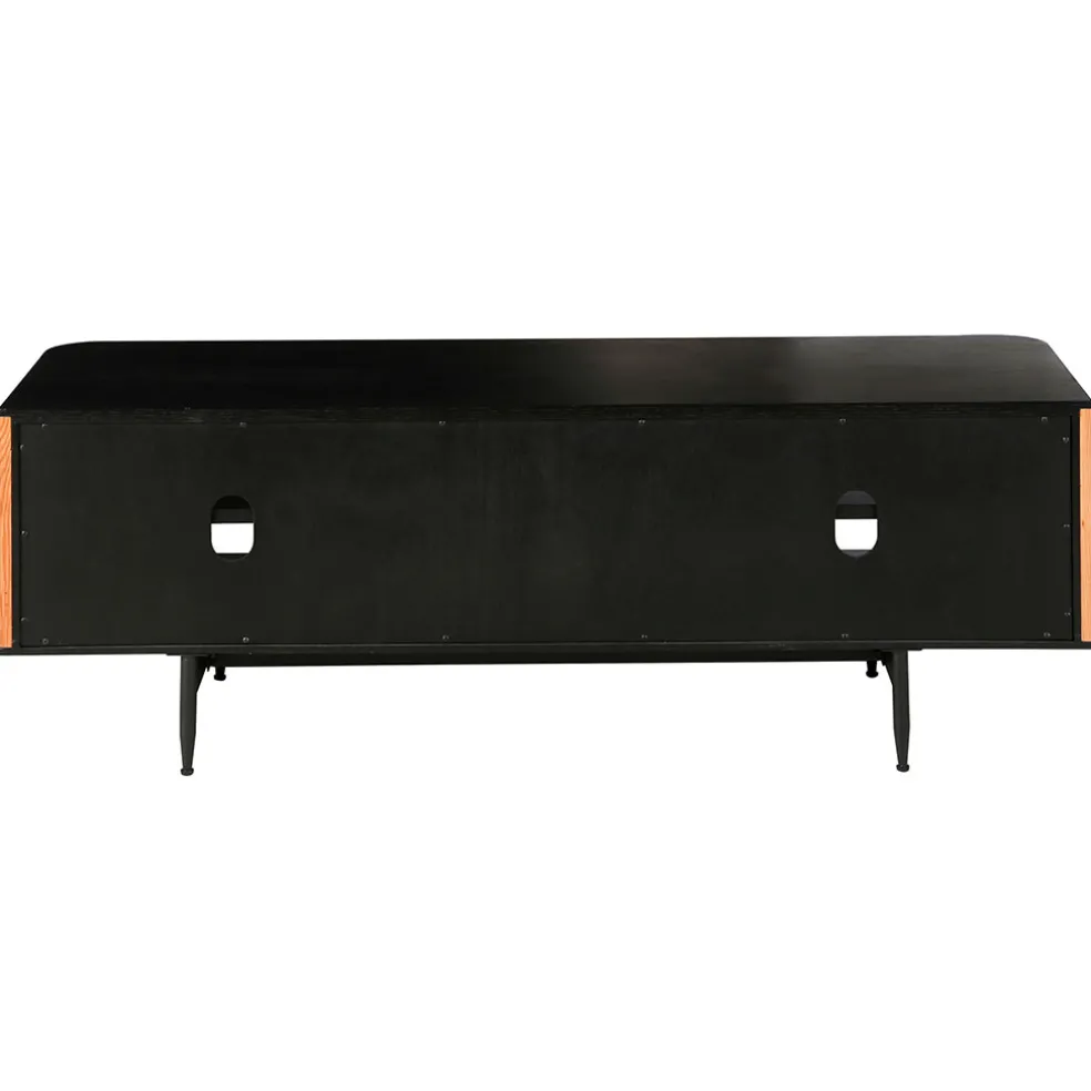 Meuble TV en chêne naturel et noir 4 niche L130cm - Linea