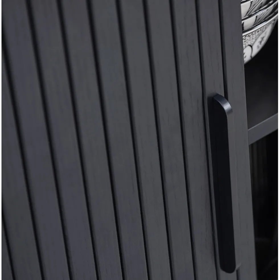 Meuble TV en placage chêne noir L123cm - Nola