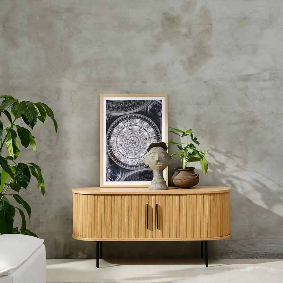 Meuble TV en placage chêne naturel l120cm - nola