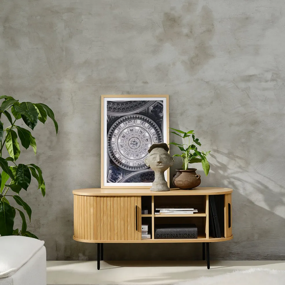 Meuble TV en placage chêne naturel l120cm - nola