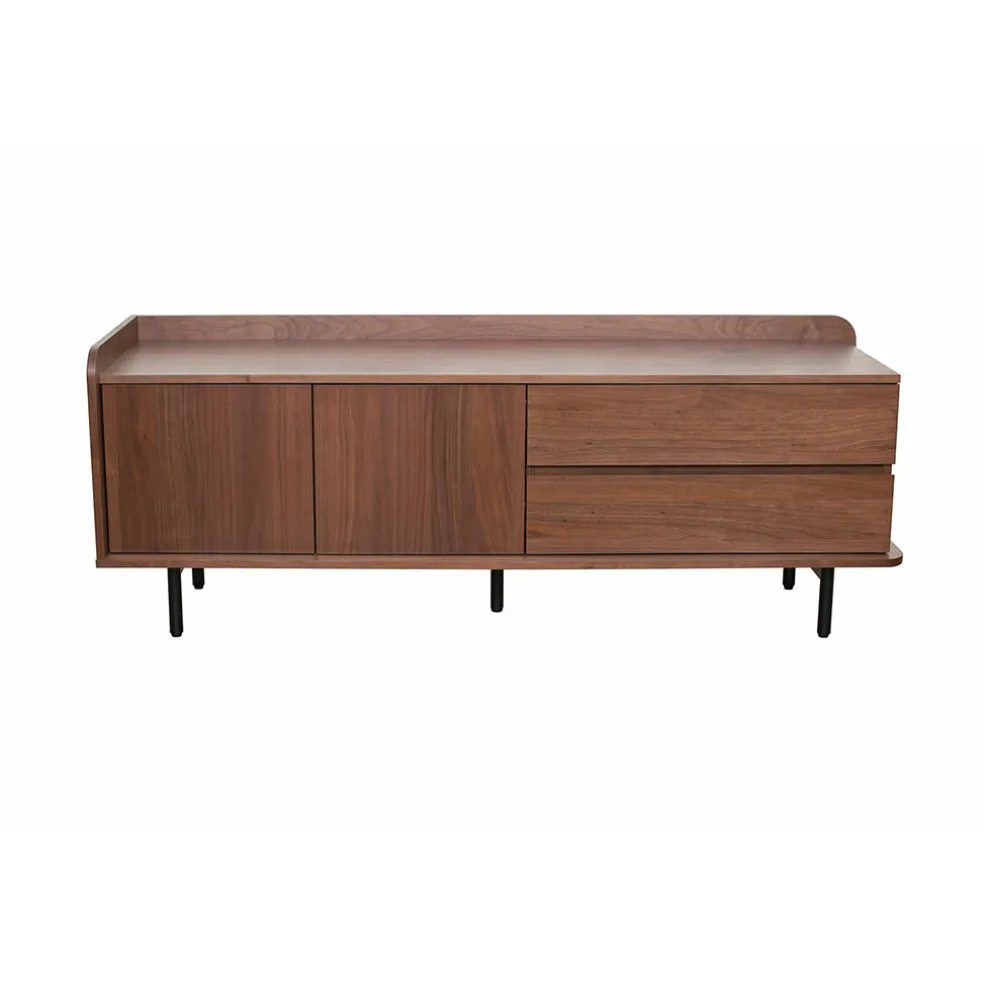 Meuble TV en placage noyer marron 150x55cm - Gino