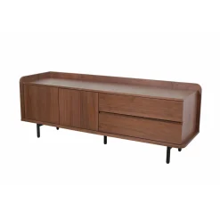 Meuble TV en placage noyer marron 150x55cm - Gino