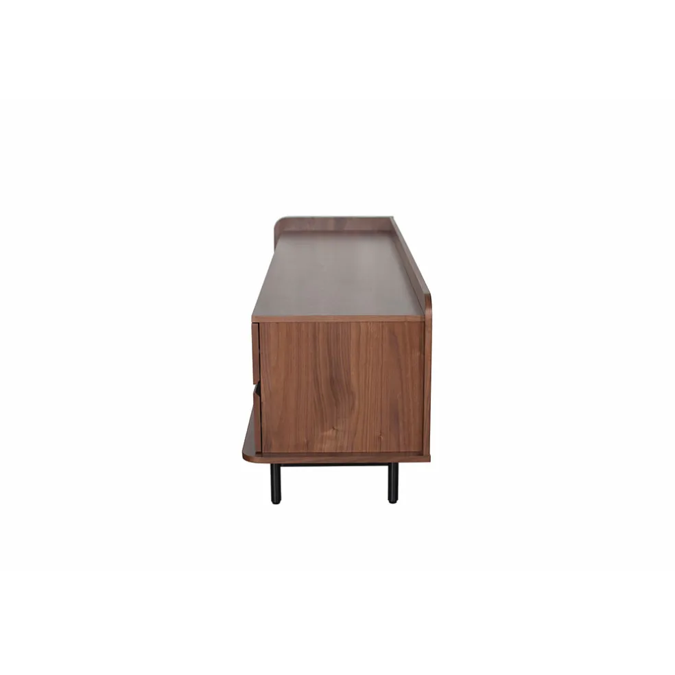 Meuble TV en placage noyer marron 150x55cm - Gino