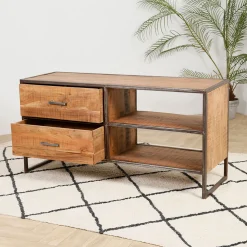 Meuble TV industriel en acacia et fer L120cm - Factory