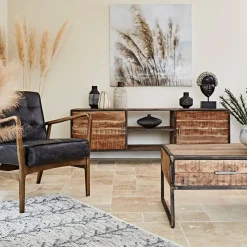 Meuble TV industriel en acacia et fer L175cm - Factory