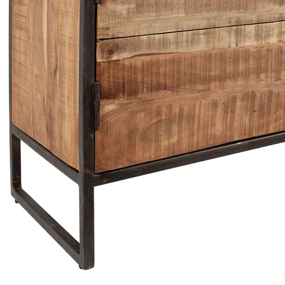 Meuble TV industriel en acacia et fer L175cm - Factory