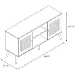 Meuble TV naturel en bois et cannage L115cm - Baia